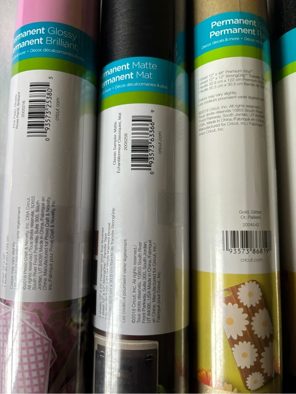 Cricut Premium Vinyl Roll Set - Pink, Black, Gold, Silver